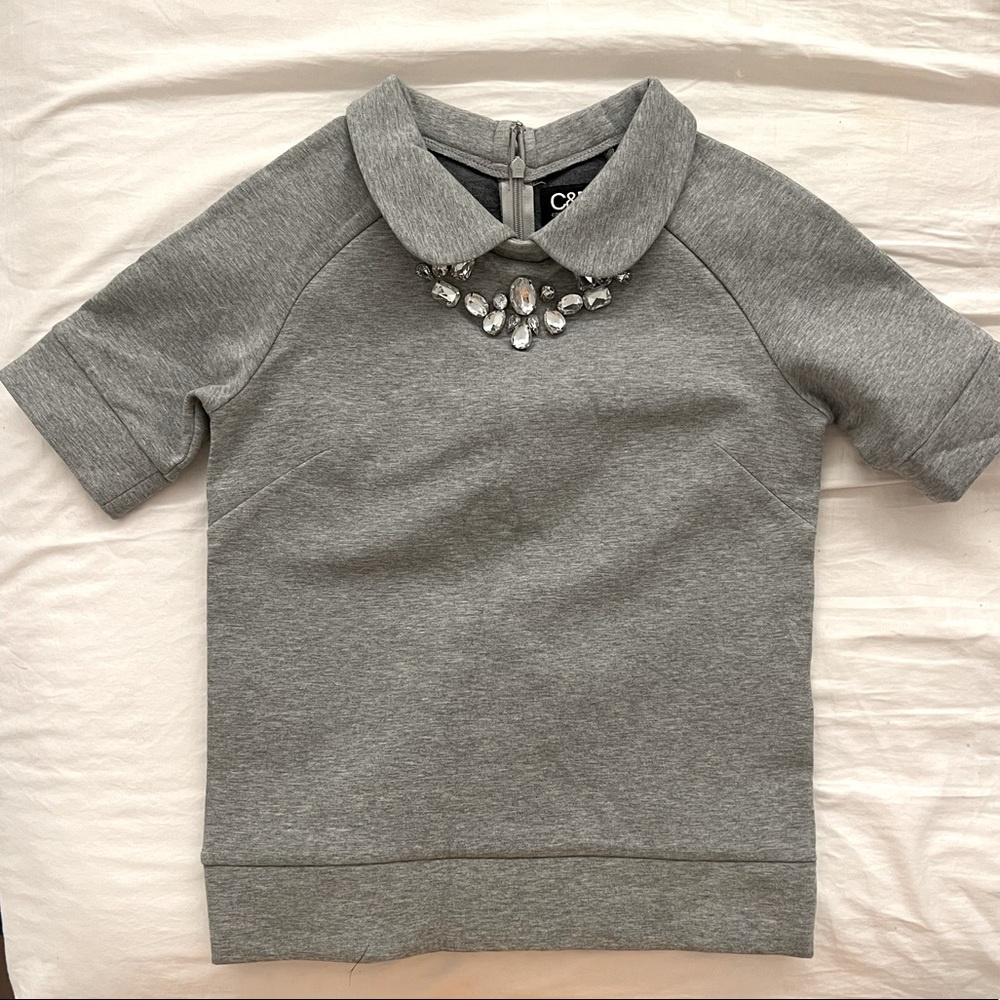 Camilla & Marc Jersey Gray Embellished Top